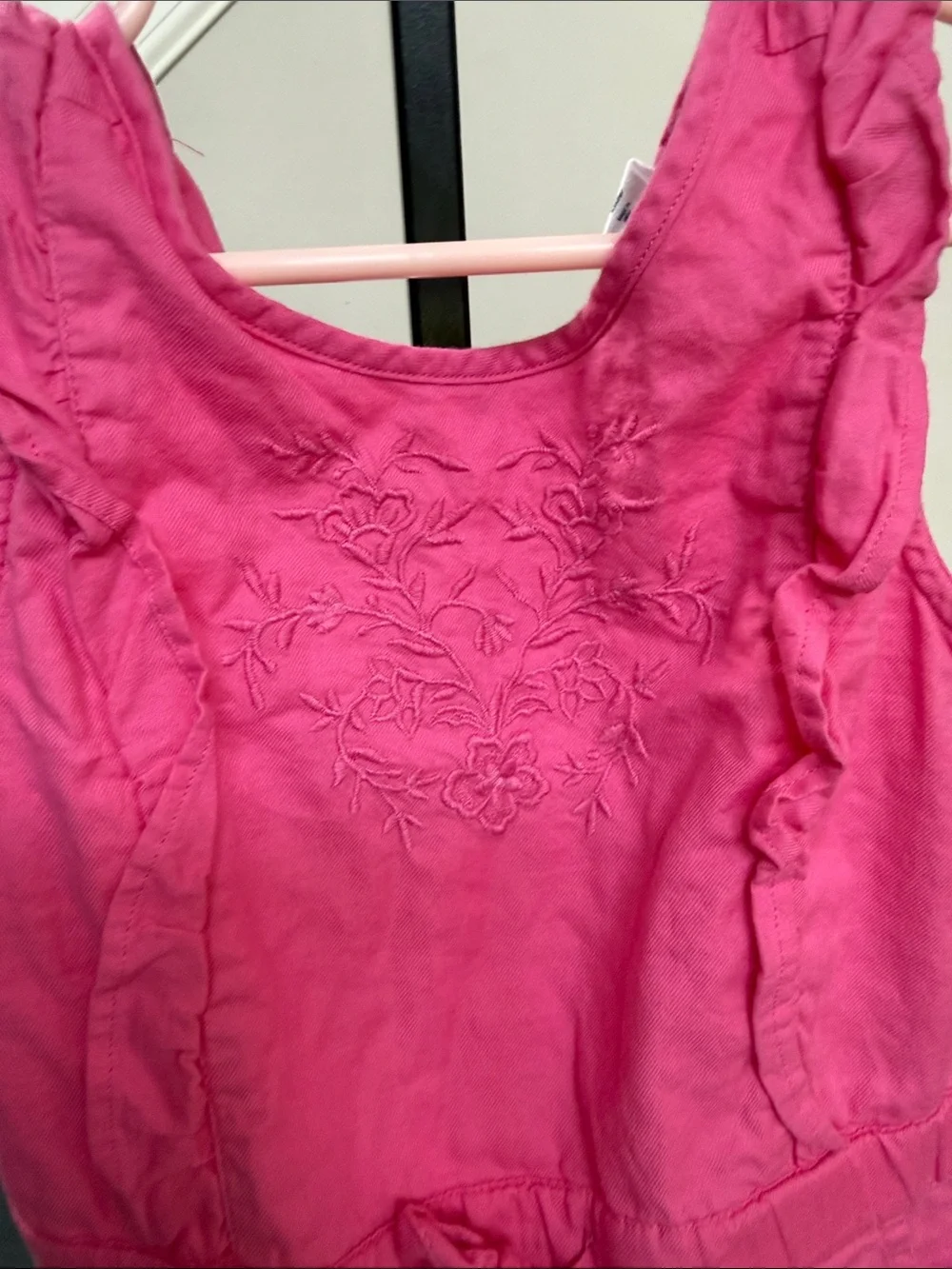 GAP Bright Pink Embroidered Cotton Romper never worn